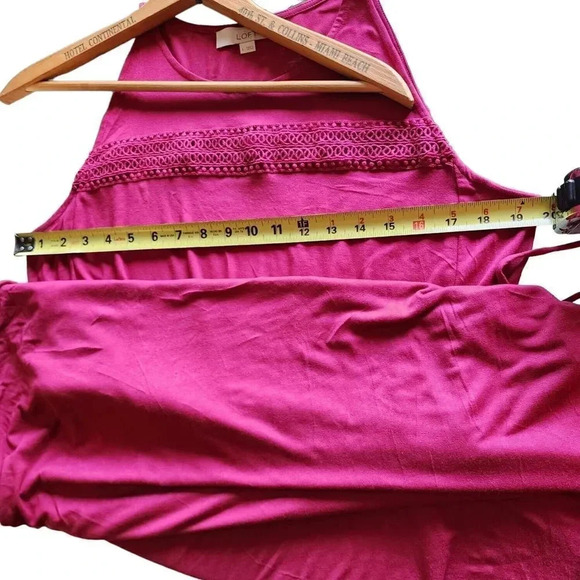Ann Taylor LOFT Long Tank Dress Womens Large Pink Knit Sleeveless Empire Waist - Picture 6 of 8